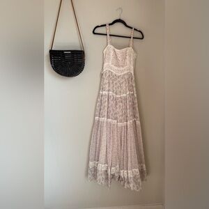 Vintage 1970s Gunne Sax Jessica McClintock Floral Strap Tie Maxi Dress, Size 7